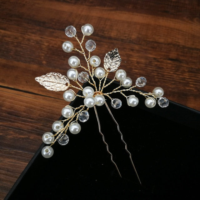 
                      
                        U-shaped Metal Hairpins Simulated Pearl Bridal Tiara Hair Accessories Multiple Combinations - TulleLux Bridal Crowns &  Accessories 
                      
                    