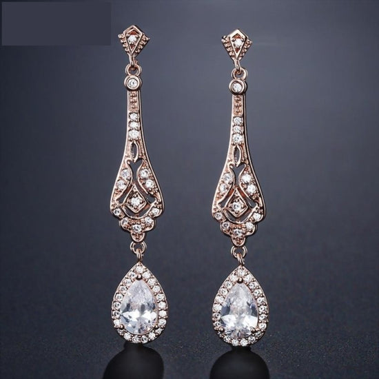 Long Pearl Gold Earrings, dangle, stick, swarovski pearls, bridal, wed –  Acute Designs