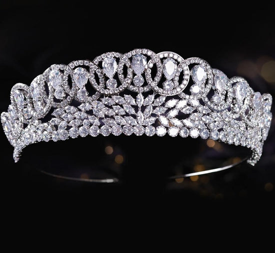 Cubic Zirconia Wedding Bridal Tiaras and Crowns Zircon Pageant Accessories - TulleLux Bridal Crowns &  Accessories 