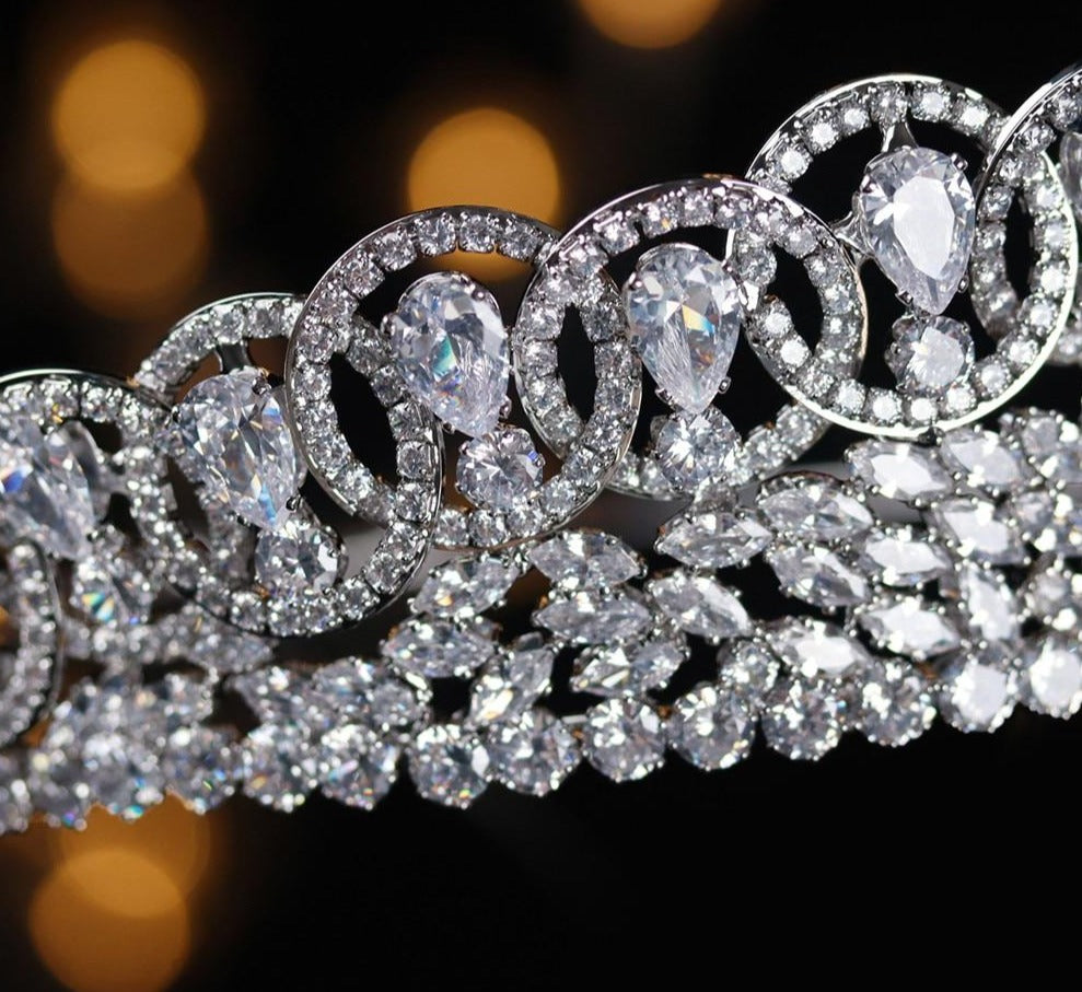 Cubic Zirconia Wedding Bridal Tiaras and Crowns Zircon Pageant Accessories - TulleLux Bridal Crowns &  Accessories 