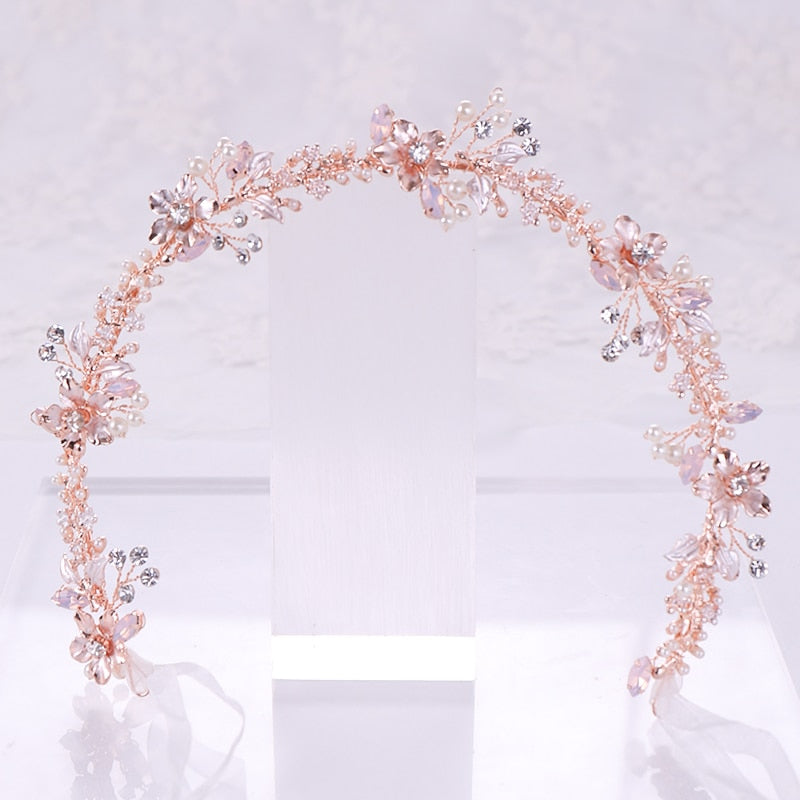 
                      
                        Rose Gold Crystal Pearl Flower Handmade Bridal Tiara - TulleLux Bridal Crowns &  Accessories 
                      
                    