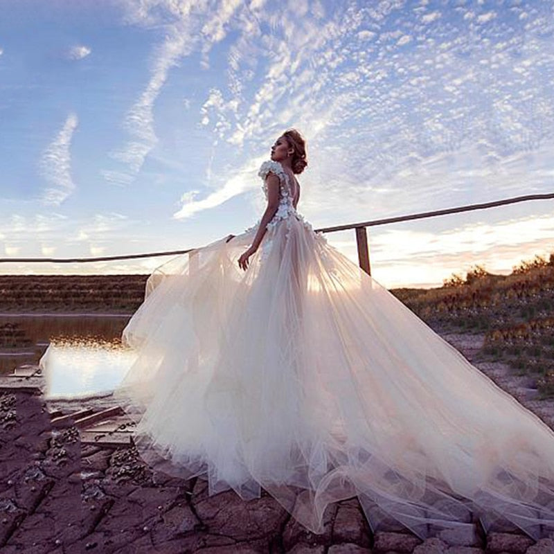 
                      
                        Tulle Boho Wedding Dress Sexy Backless Princess Bridal Dress Beach Wedding Gown - TulleLux Bridal Crowns &  Accessories 
                      
                    