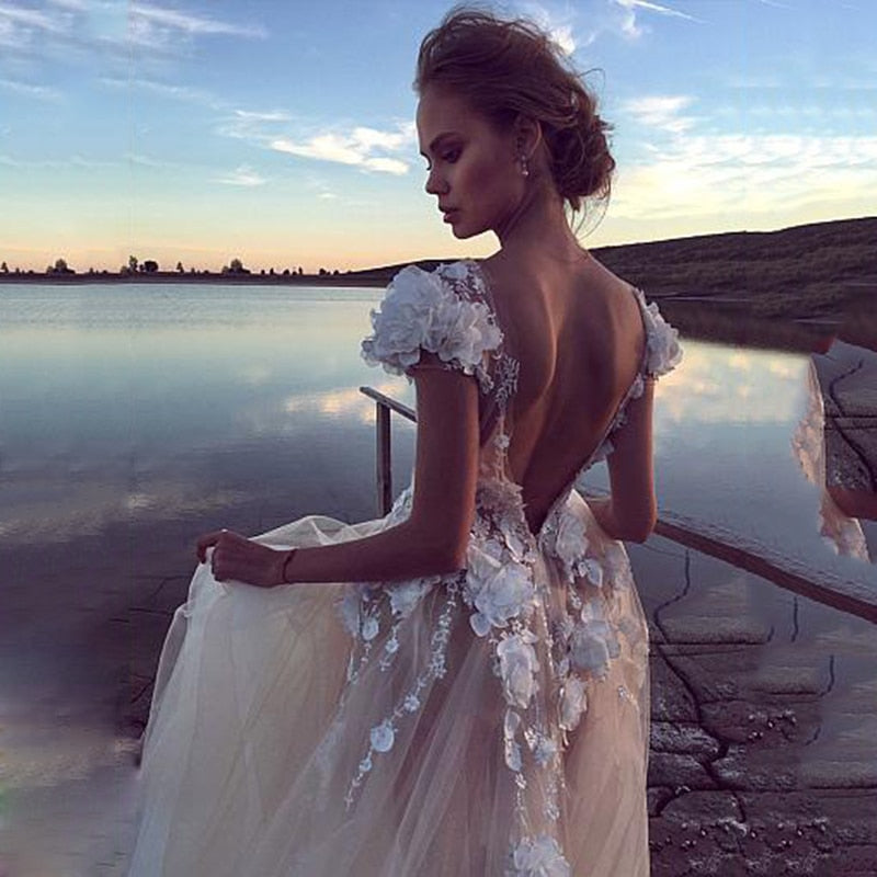 
                      
                        Tulle Boho Wedding Dress Sexy Backless Princess Bridal Dress Beach Wedding Gown - TulleLux Bridal Crowns &  Accessories 
                      
                    