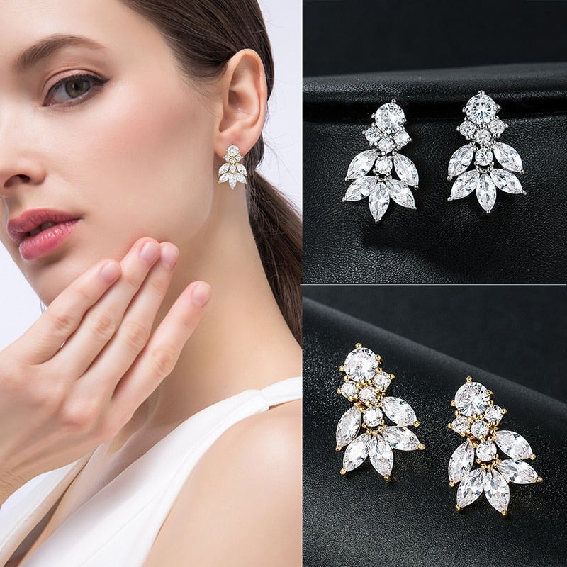 Quality Marquise Cubic Zirconia Crystal Drop Earrings - TulleLux Bridal Crowns &  Accessories 