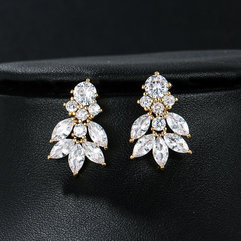 Load image into Gallery viewer, Quality Marquise Cubic Zirconia Crystal Drop Earrings - TulleLux Bridal Crowns &amp;amp;  Accessories 
