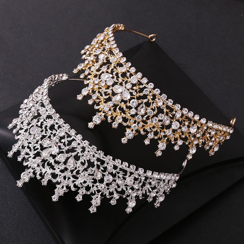 Baroque Rhinestone Crystal Gold Silver  Tiara Crown - TulleLux Bridal Crowns &  Accessories 
