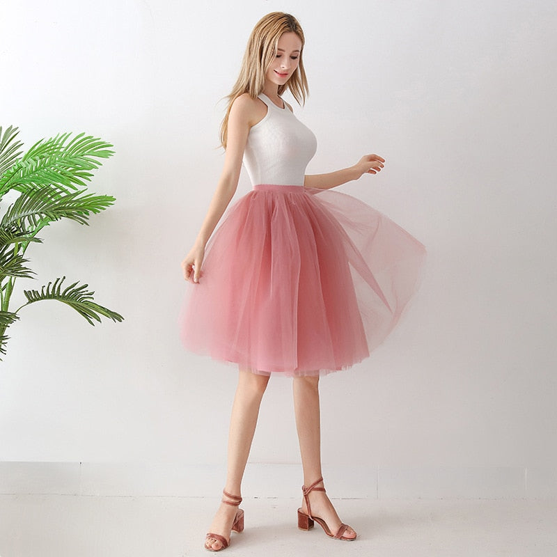 Load image into Gallery viewer, Colorful Princess A Line Short Knee Length 6-Layered Tutu Tulle Prom Party Skirt - TulleLux Bridal Crowns &amp;amp;  Accessories 
