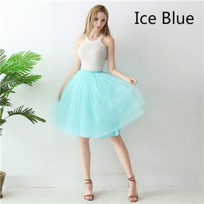 Load image into Gallery viewer, Colorful Princess A Line Short Knee Length 6-Layered Tutu Tulle Prom Party Skirt - TulleLux Bridal Crowns &amp;amp;  Accessories 
