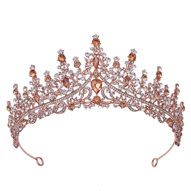 Load image into Gallery viewer, Crystal Rhinestone Crown Tiaras Wedding Hair Muti Colors - TulleLux Bridal Crowns &amp;amp;  Accessories 
