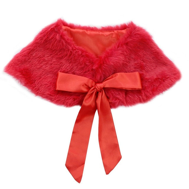 Flower Girls Faux Fur Bolero Shrug Jacket  Princess Cape Dress Cover Up Wedding Pageant Party Wrap - TulleLux Bridal Crowns &  Accessories 
