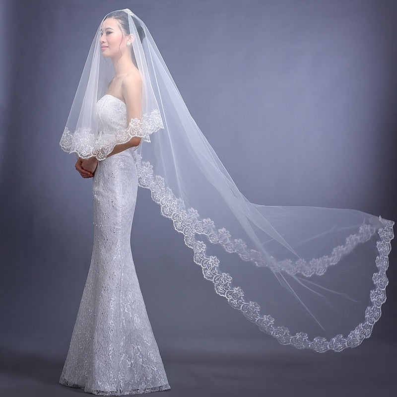 
                      
                        3 Meters 5 Meters Long Cathedral Elegant Bridal Veil Velos de Novia - TulleLux Bridal Crowns &  Accessories 
                      
                    