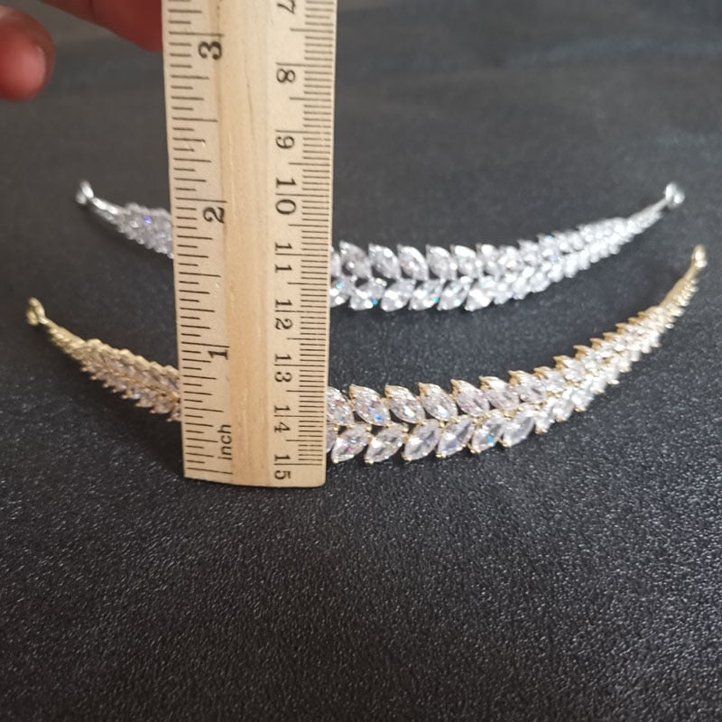 
                      
                        Cubic Zircon Wedding Tiara Headband Bridal Gold, Silver - TulleLux Bridal Crowns &  Accessories 
                      
                    