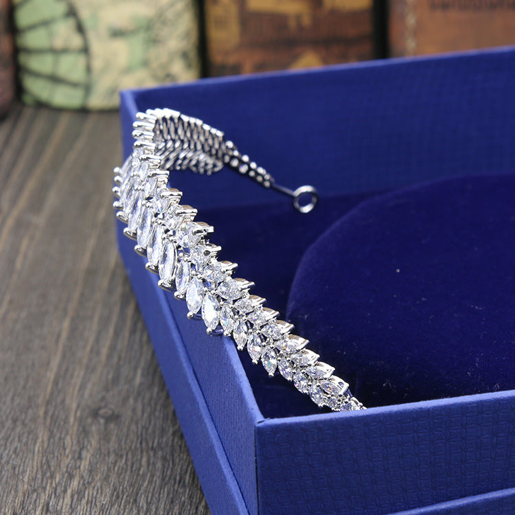 
                      
                        Cubic Zircon Wedding Tiara Headband Bridal Gold, Silver - TulleLux Bridal Crowns &  Accessories 
                      
                    