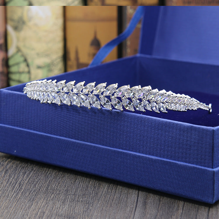 
                      
                        Cubic Zircon Wedding Tiara Headband Bridal Gold, Silver - TulleLux Bridal Crowns &  Accessories 
                      
                    