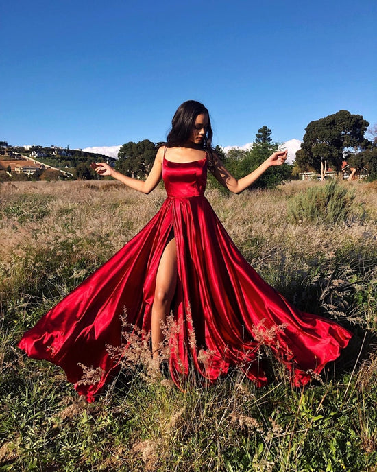 Sexy Dark Red Sleeveless Cut Out Halter Slit Cheap Long Prom Dress