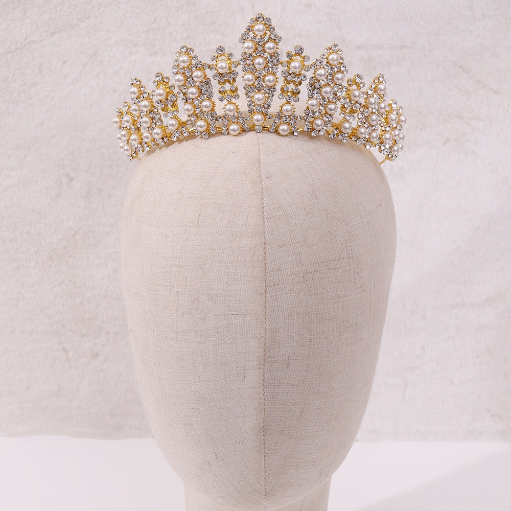 Baroque Pearl Crystal Bridal Tiara Crown - TulleLux Bridal Crowns &  Accessories 