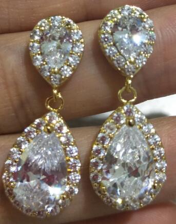 Cubic Zirconia Crystal  Water Drop Dangle Party Earrings - TulleLux Bridal Crowns &  Accessories 