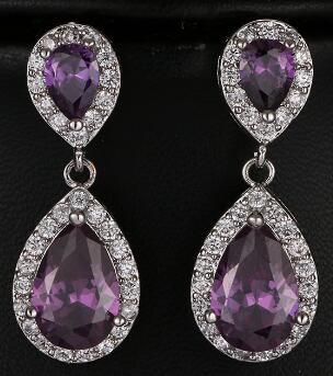 Cubic Zirconia Crystal  Water Drop Dangle Party Earrings - TulleLux Bridal Crowns &  Accessories 