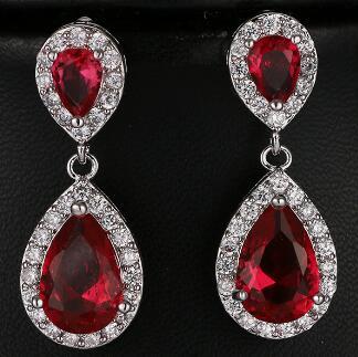 Cubic Zirconia Crystal  Water Drop Dangle Party Earrings - TulleLux Bridal Crowns &  Accessories 