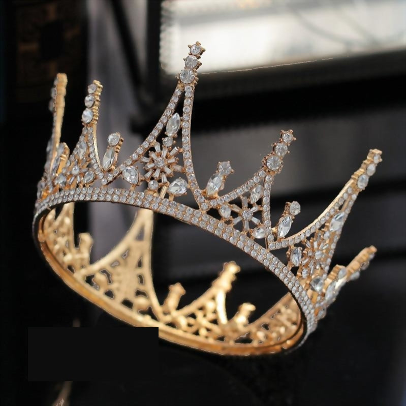 Baroque Style High Point Crystal Full Round Crown - TulleLux Bridal Crowns &  Accessories 