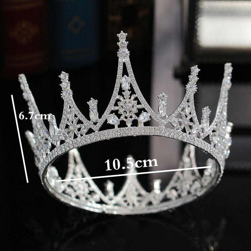 Load image into Gallery viewer, Baroque Style High Point Crystal Full Round Crown - TulleLux Bridal Crowns &amp;amp;  Accessories 
