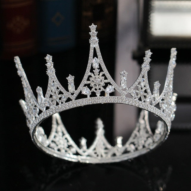 Baroque Style High Point Crystal Full Round Crown - TulleLux Bridal Crowns &  Accessories 