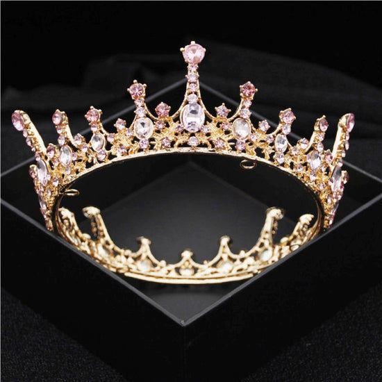 Load image into Gallery viewer, Multiple Colors Full Round Crystal Queen Crown
