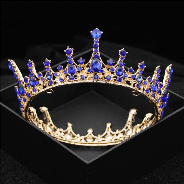 Multiple Colors Full Round Crystal Queen Crown – TulleLux Bridal Crowns ...