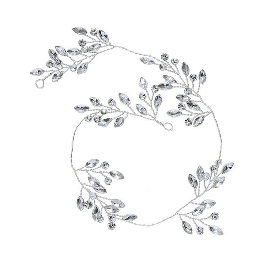 Load image into Gallery viewer, Silver Color Crystal Bridal Hair Vine Handmade Floral Wedding Accessory - TulleLux Bridal Crowns &amp;amp;  Accessories 
