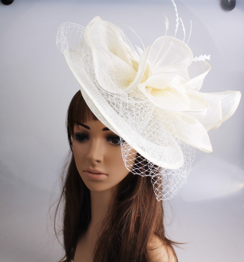 Feather Top Fascinator Headwear Accessories Wedding Millinery Cocktail Hat - TulleLux Bridal Crowns &  Accessories 