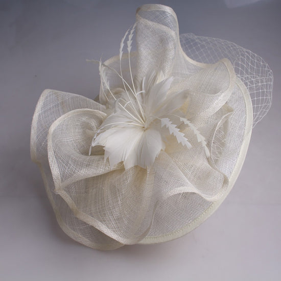Feather Top Fascinator Headwear Accessories Wedding Millinery Cocktail Hat - TulleLux Bridal Crowns &  Accessories 
