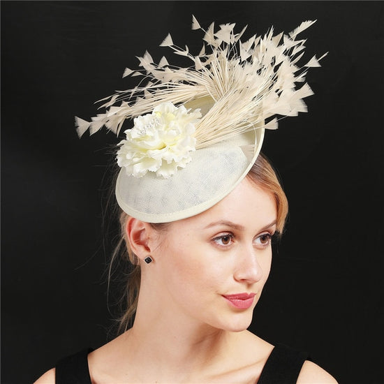 Load image into Gallery viewer, 15 Colors Side Hat Fascinator for Church Weddings Party Events - TulleLux Bridal Crowns &amp;amp;  Accessories 
