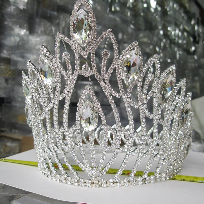 Large  Luxury Crystal Pageant Tiara Crown Hair Accessory - TulleLux Bridal Crowns &  Accessories 