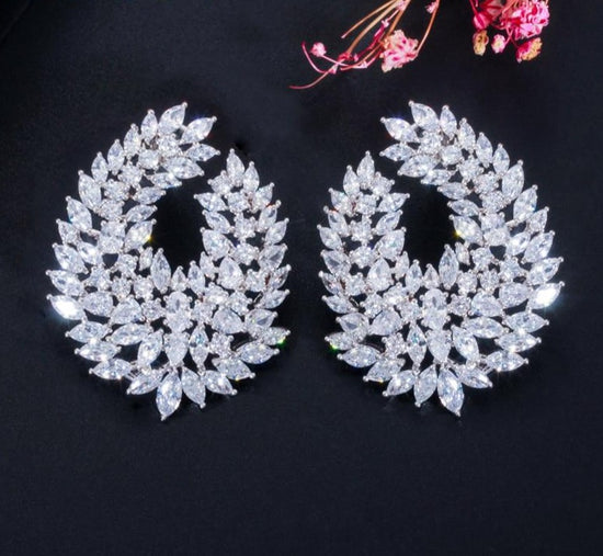Luxury Paved Cubic Zirconia Water Drop Earrings - TulleLux Bridal Crowns &  Accessories 