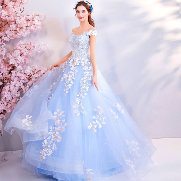 Sleeveless Lace Appliques Quinceañera Prom Gown Trailing Embroidery Ve ...