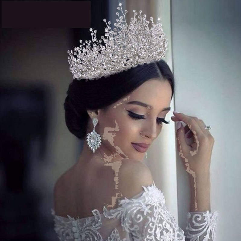 Load image into Gallery viewer, Crystal Pearl Princess Brides Tiara Crown - TulleLux Bridal Crowns &amp;amp;  Accessories 
