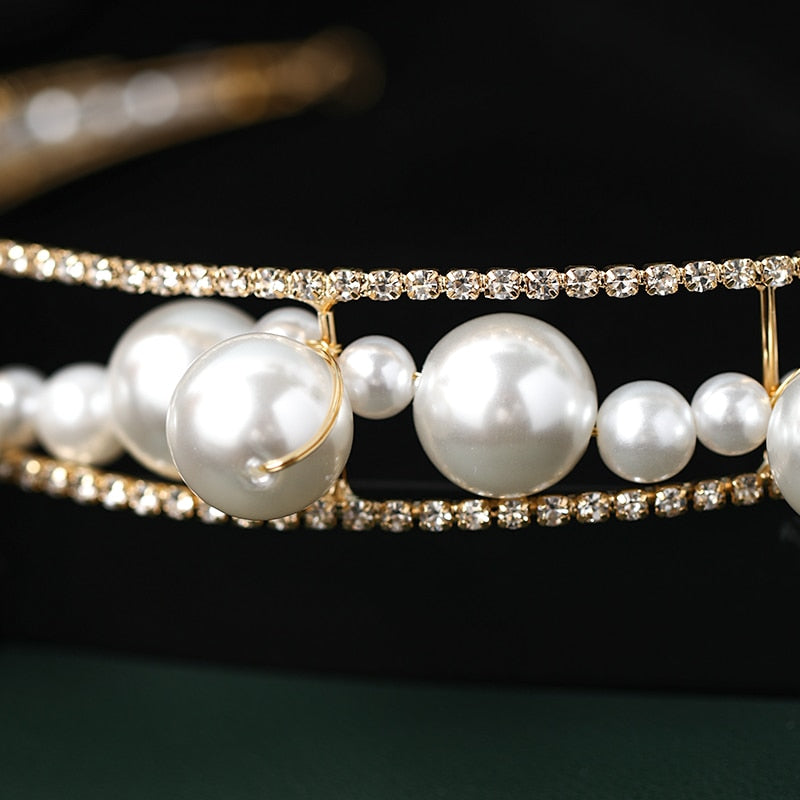 Brides Pearl Headband Hair Accessories - TulleLux Bridal Crowns &  Accessories 