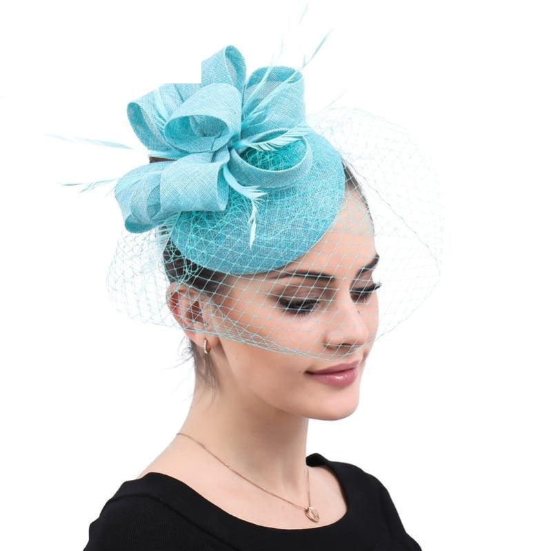 Multiple Colors Classic Mesh Fascinating Hair Clip Bowler Feather Hat Headband - TulleLux Bridal Crowns &  Accessories 