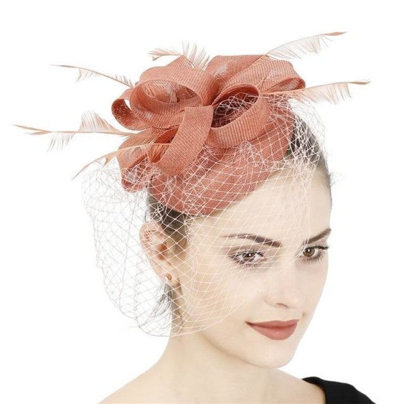 Multiple Colors Classic Mesh Fascinating Hair Clip Bowler Feather Hat Headband - TulleLux Bridal Crowns &  Accessories 