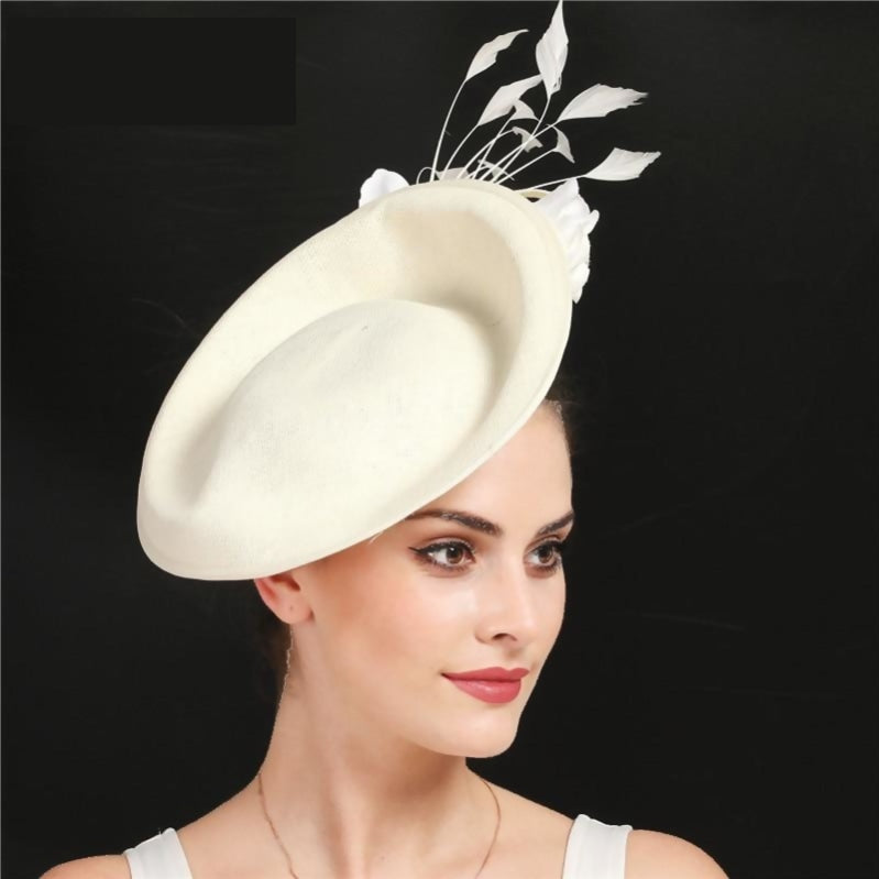 Luxurious Beige Kentucky Derby Cocktail Hat With Flower - TulleLux Bridal Crowns &  Accessories 