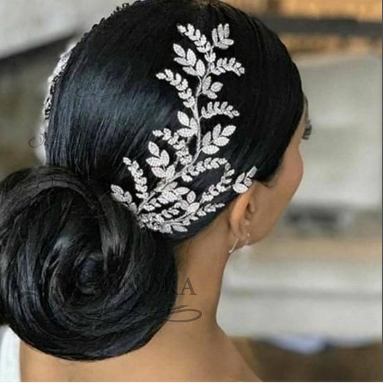 Load image into Gallery viewer, Luxury Cubic Zirconia Leaf Pattern Wedding Hair Accessory - TulleLux Bridal Crowns &amp;amp;  Accessories 
