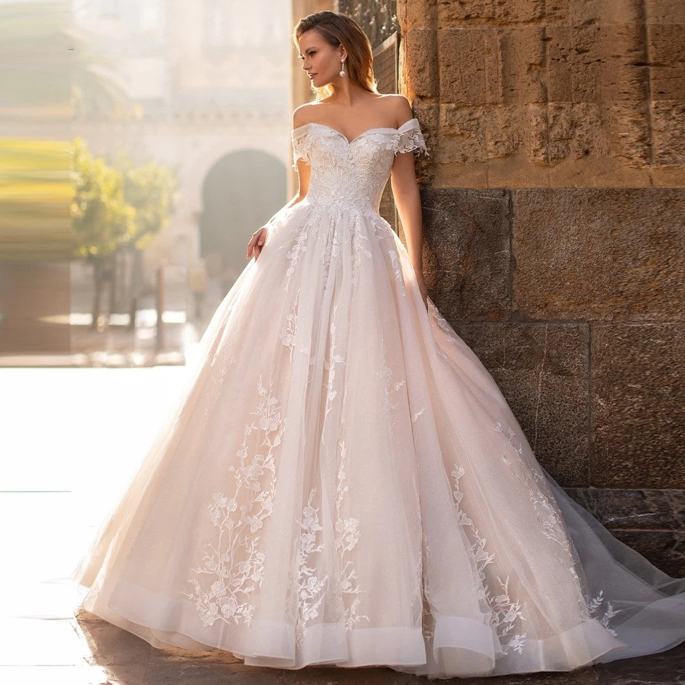 Classic A Line Lace Bridal Wedding Gown – TulleLux Bridal Crowns & Accessories