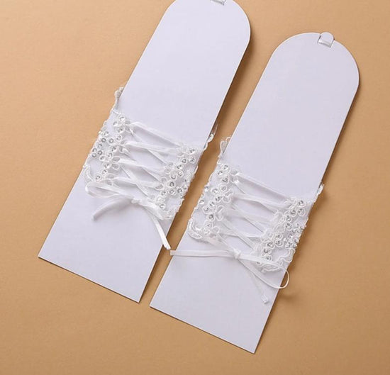 Load image into Gallery viewer, Lace Sequined Fingerless Bridal Gloves - TulleLux Bridal Crowns &amp;amp;  Accessories 
