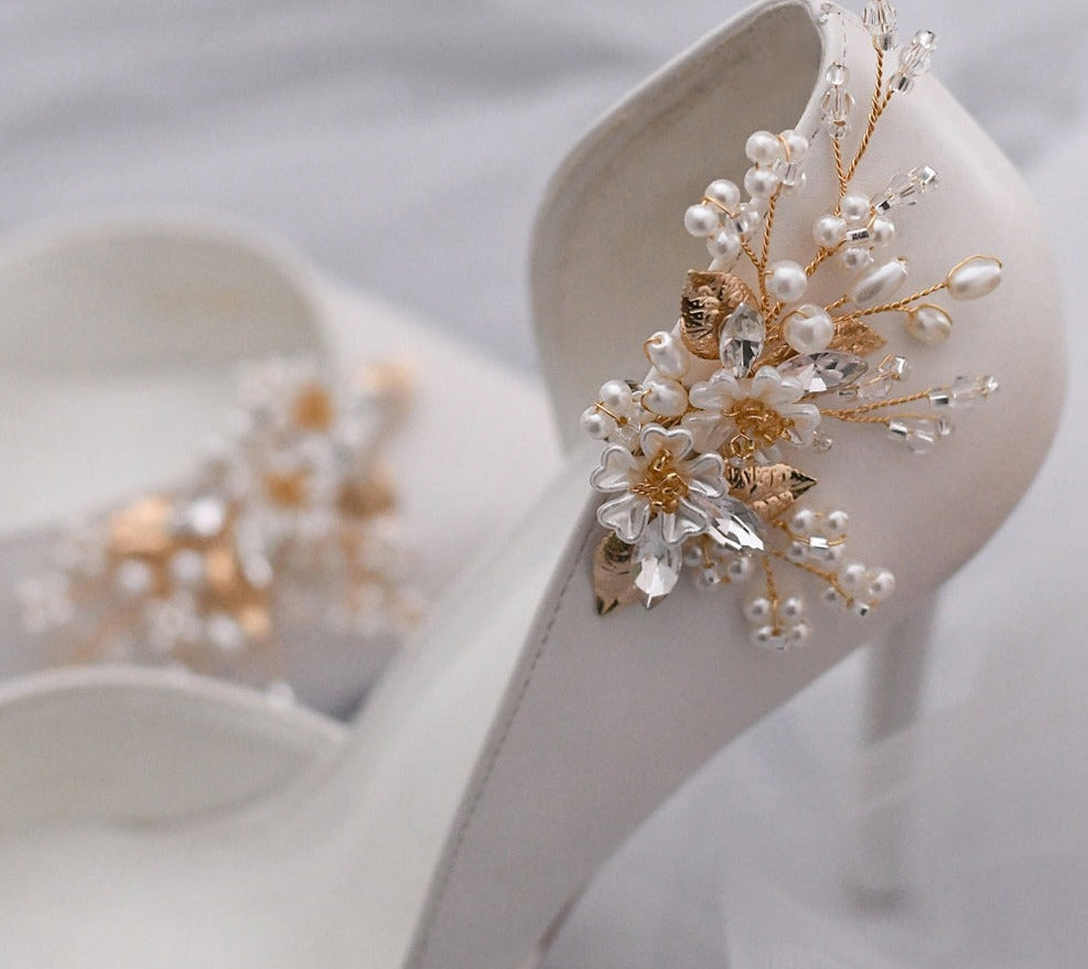Wedding Shoe Clips Pearl Shoe Embellishments Shoe Buckle Clips