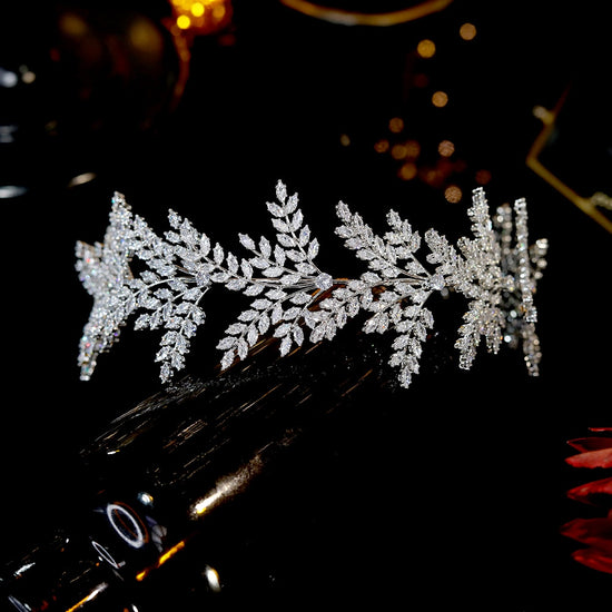 Fashion Crystal Leaf Hair Band Bridal Wedding Tiara Headband Accessory - TulleLux Bridal Crowns &  Accessories 