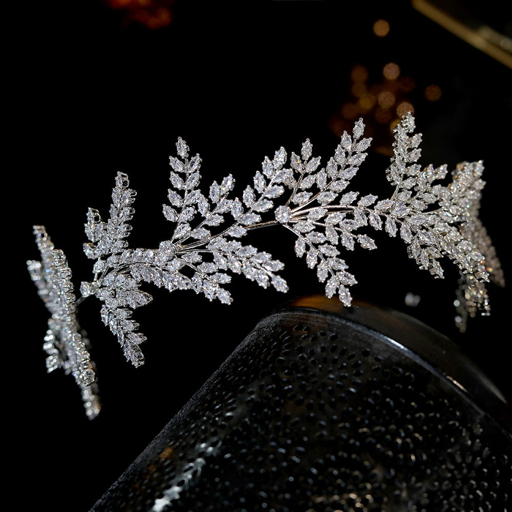 Fashion Crystal Leaf Hair Band Bridal Wedding Tiara Headband Accessory - TulleLux Bridal Crowns &  Accessories 