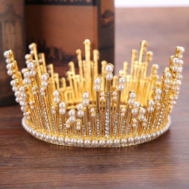 Baroque Tiara, high quality Queen Tiara, Gold Tiara