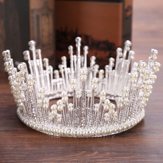 Load image into Gallery viewer, Full Crystal Queen Tiara Crown Wedding Bridal Pageant Hair Ornament Accessory - TulleLux Bridal Crowns &amp;amp;  Accessories 
