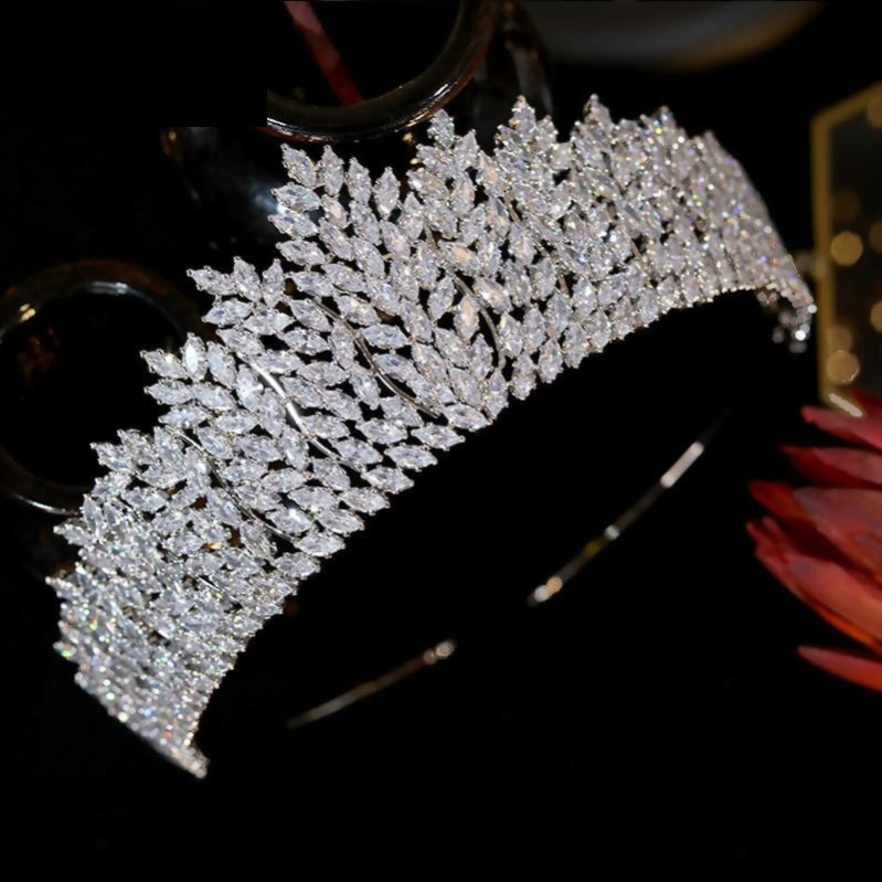 Cubic Zirconia Princess Royal High Tiara Wedding Crown - TulleLux Bridal Crowns &  Accessories 