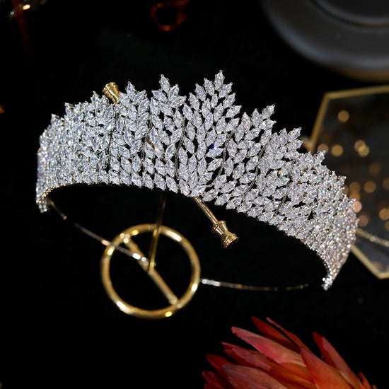 Cubic Zirconia Princess Royal High Tiara Wedding Crown - TulleLux Bridal Crowns &  Accessories 